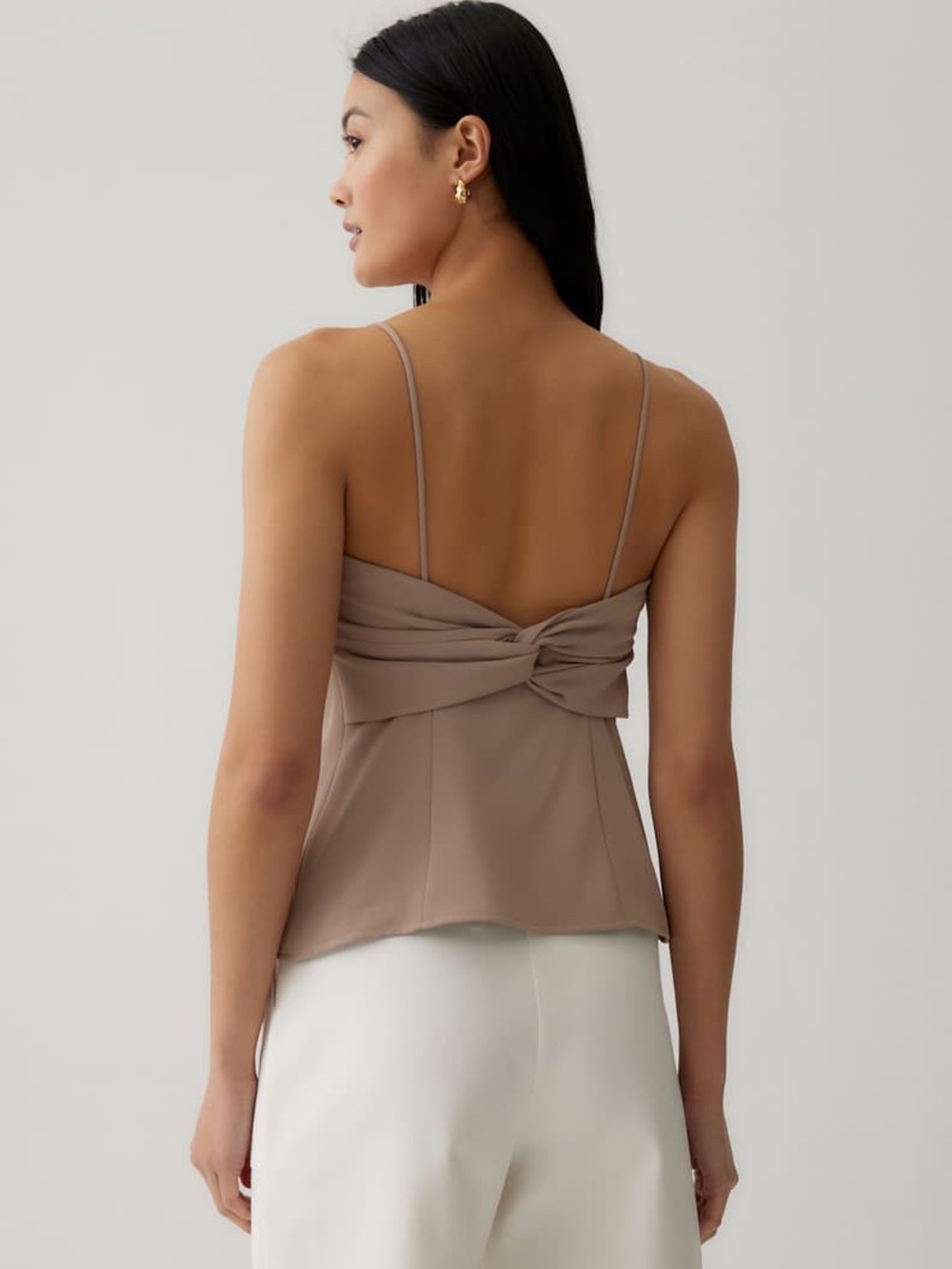 Love Bonito Hermione Padded Knot Back Top Taupe Size Large NWT